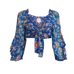 MISA Los Angeles Ancora Floral Tie Crop Blouse Top XS $275 NWT NEW